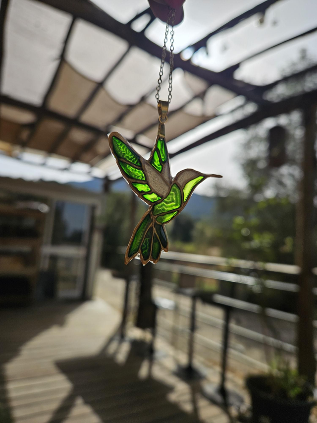 Collier Vitrail - Colibri Vert