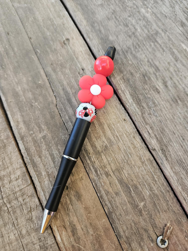 Stylo fantaisie – Coccinelle et Fleur