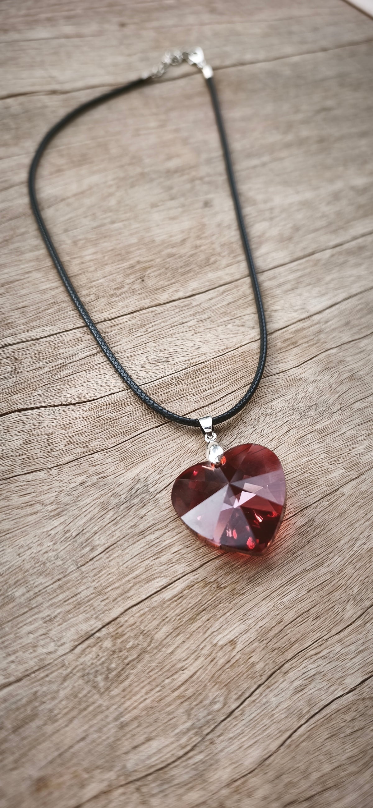 Collier Cristal - coeur magma