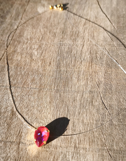 Collier - "Cristal" Goutte Rose