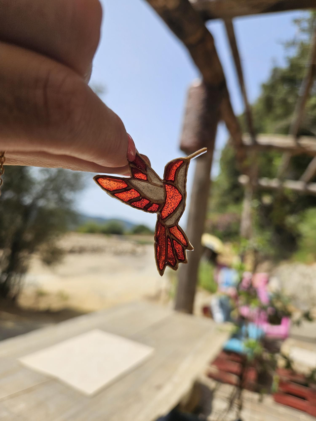 Collier Vitrail - Colibri Rouge