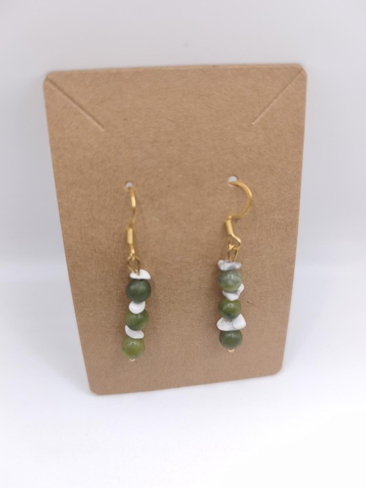 Boucles d'Oreilles - Jade et Howlite