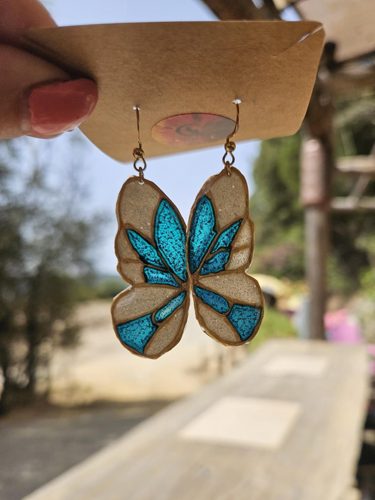 Boucles d'Oreilles - Papillon Vitrail