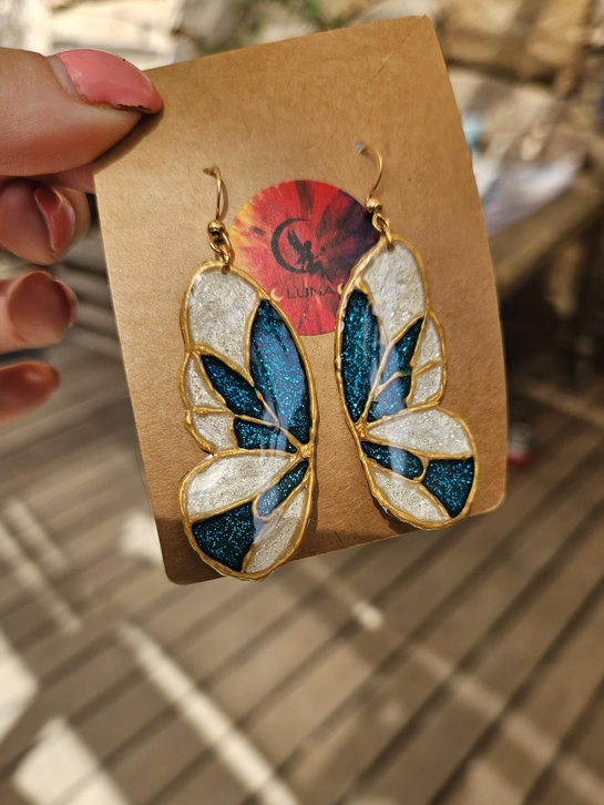 Boucles d'Oreilles - Papillon Vitrail