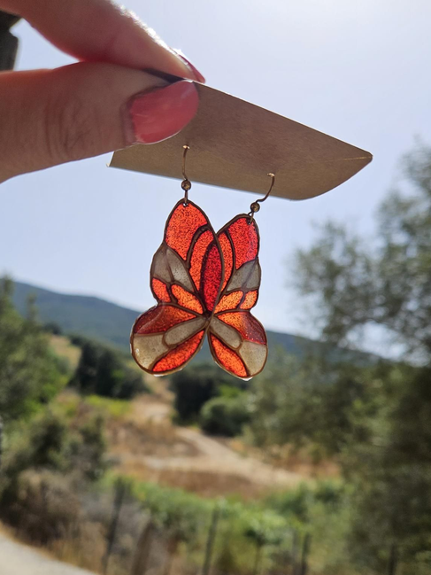 Boucles d'Oreilles - Papillon Vitrail