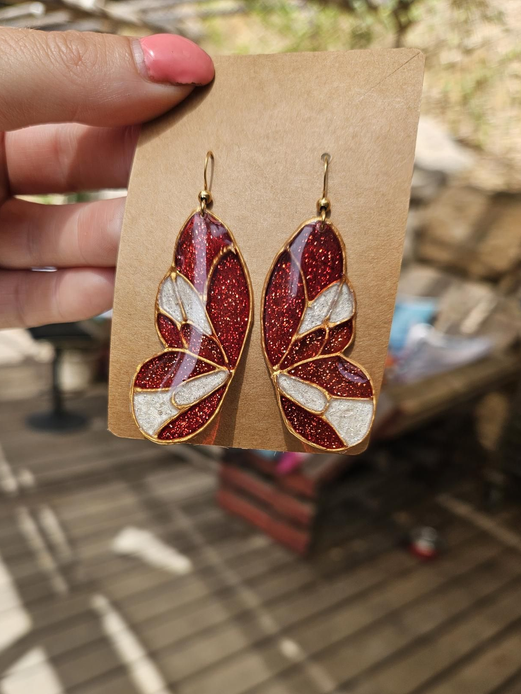 Boucles d'Oreilles - Papillon Vitrail
