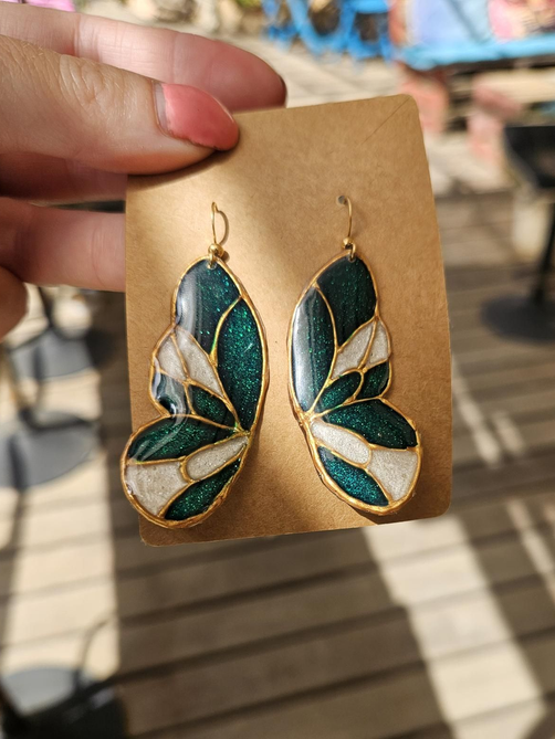 Boucles d'Oreilles - Papillon Vitrail