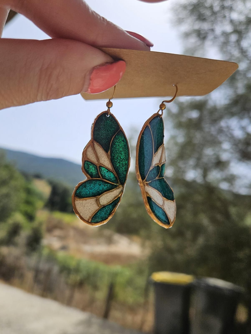 Boucles d'Oreilles - Papillon Vitrail