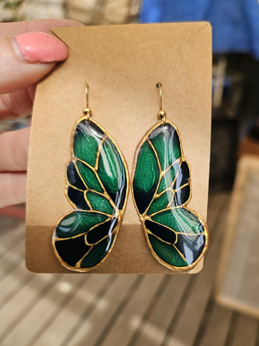 Boucles d'Oreilles - Papillon Vitrail