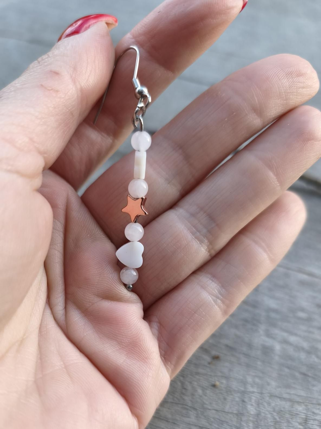Boucles d'Oreilles - Quartz Rose