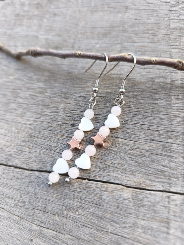 Boucles d'Oreilles - Quartz Rose