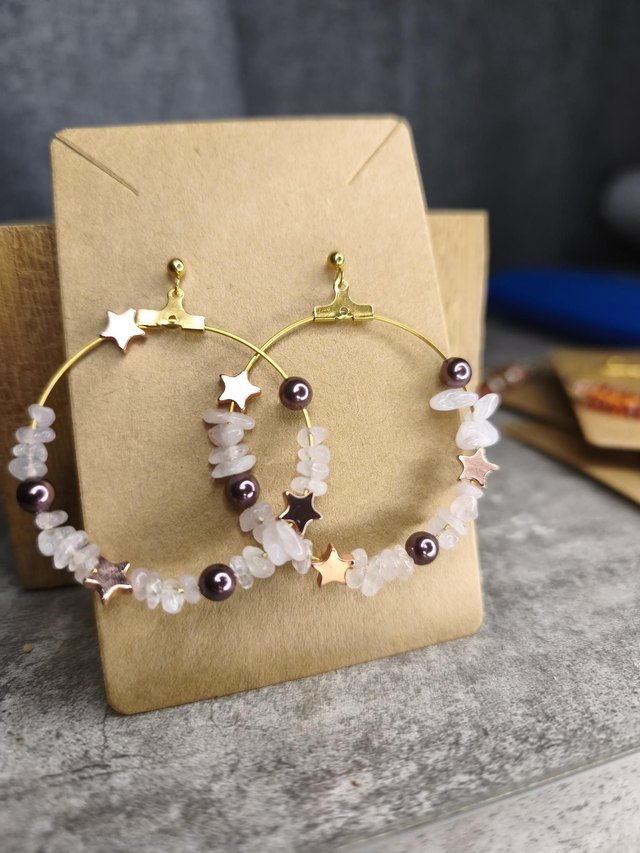 Boucles d'Oreilles - Quartz Rose