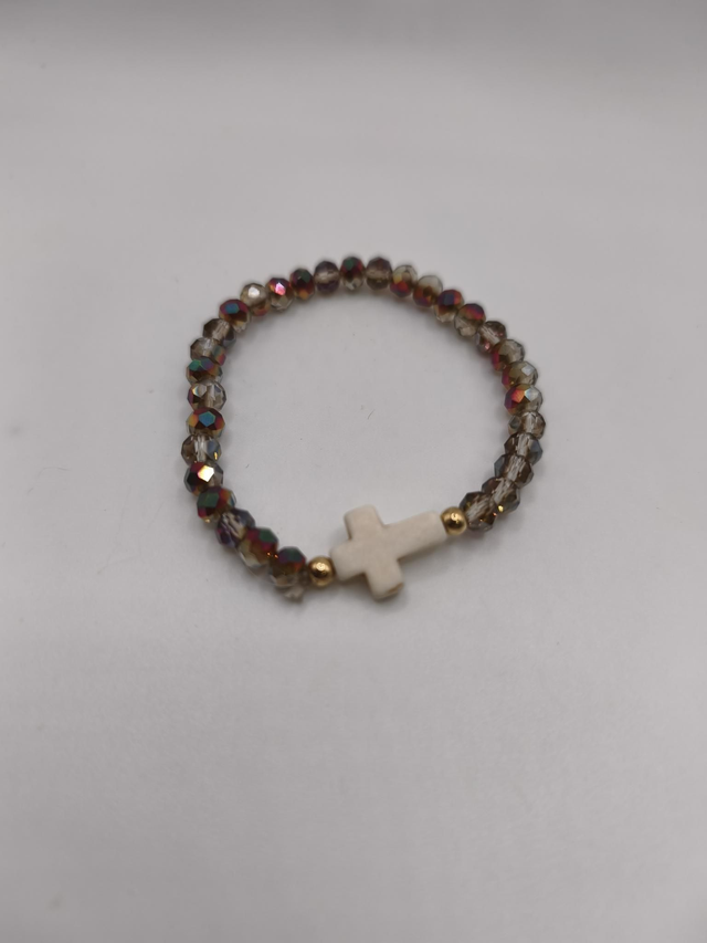 Bracelet - Fantaisie Croix Gris