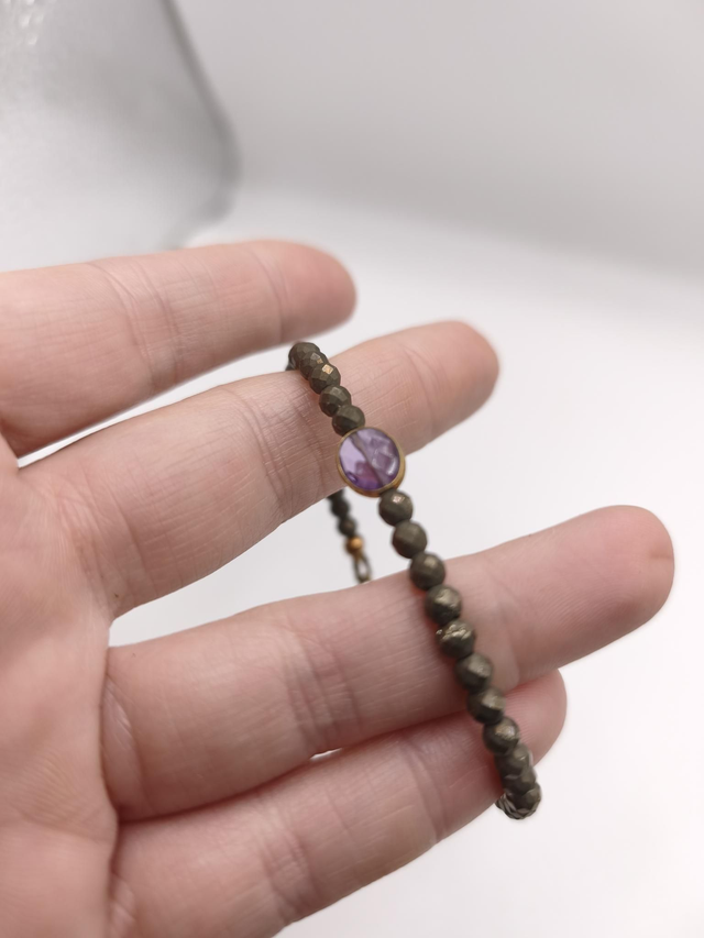 Bracelet Fin - Améthyste & Pyrite