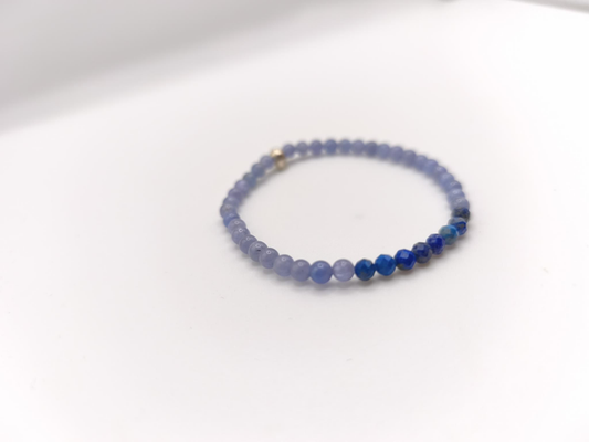 Bracelet Fin - Lapis Lazuli et Aventurine Bleue 8 Perles