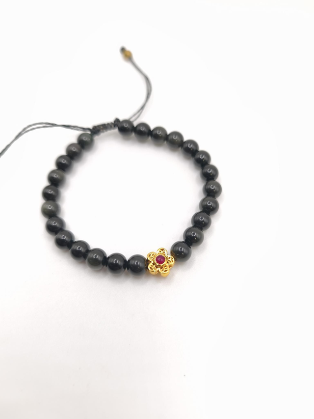 Bracelet Fin - Obsidienne