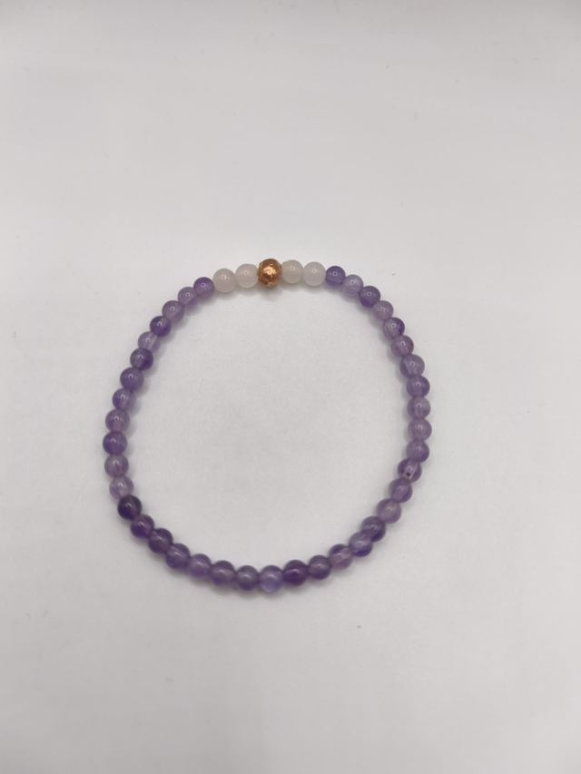 Bracelet Fin - Améthyste & Quartz Rose