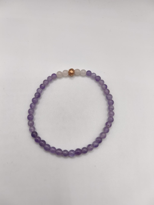 Bracelet Fin - Améthyste & Quartz Rose