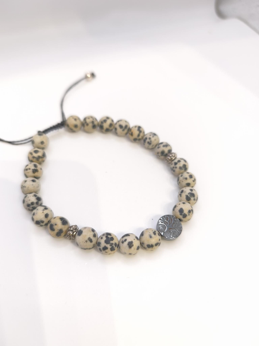 Bracelet Homme - Jaspe Dalmatien Arbre de Vie