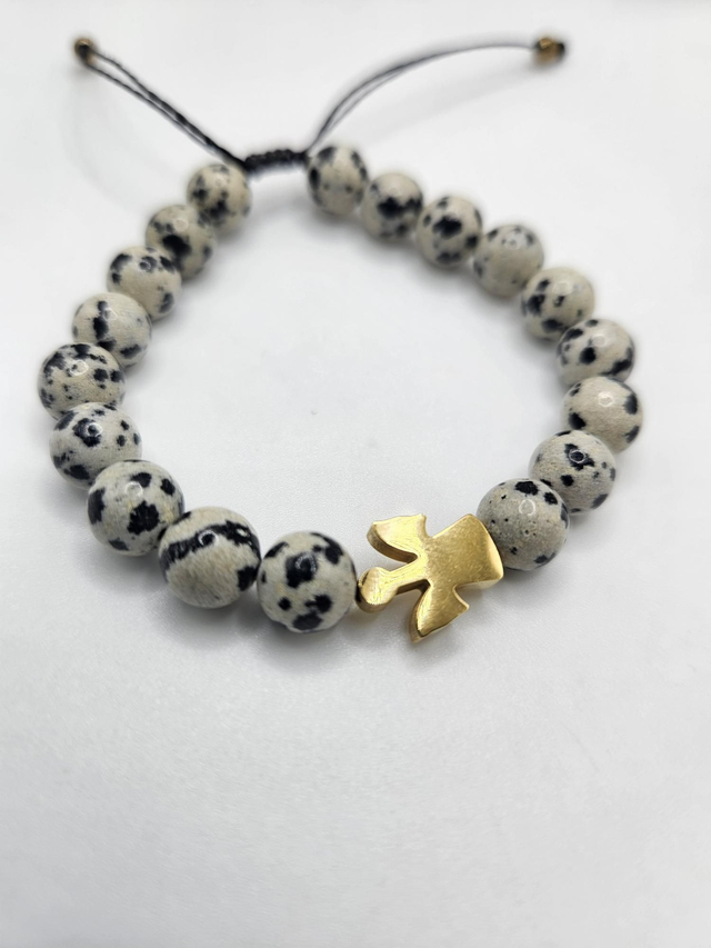 Bracelet - Jaspe Dalmatien Ange