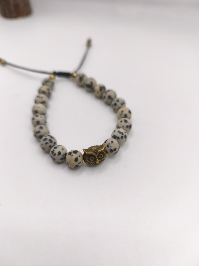 Bracelet - Jaspe Dalmatien Hibou