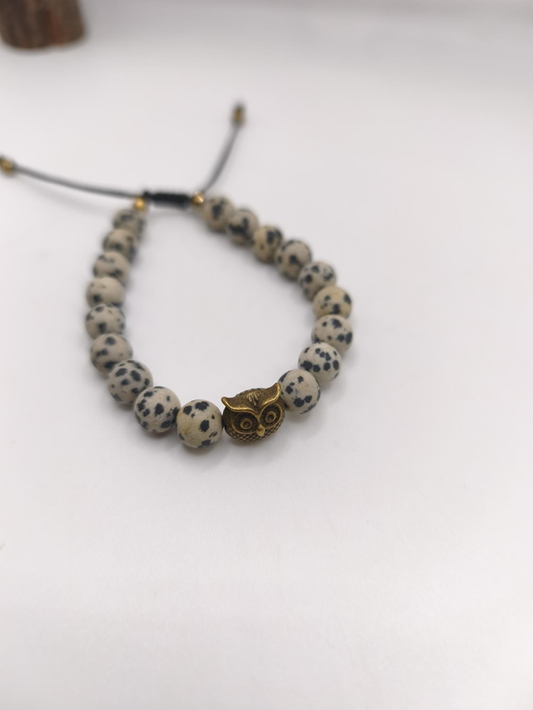 Bracelet - Jaspe Dalmatien Hibou
