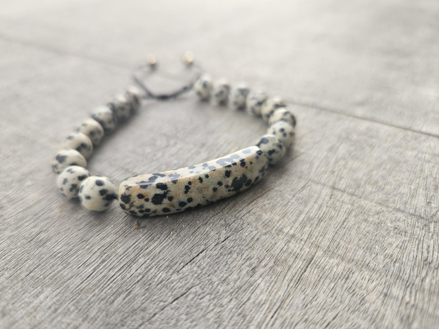 Bracelet - Jaspe Dalmatien Galet