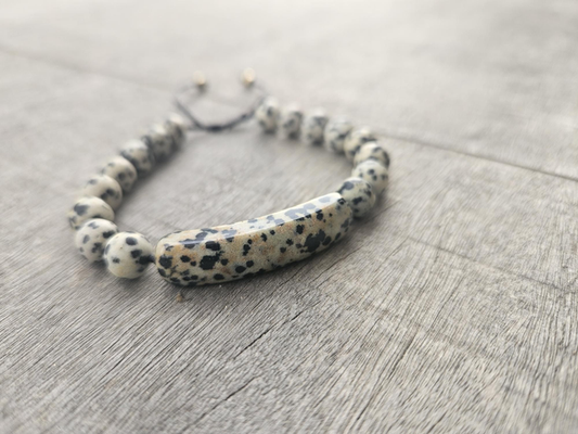 Bracelet - Jaspe Dalmatien Galet