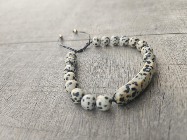 Bracelet - Jaspe Dalmatien Galet