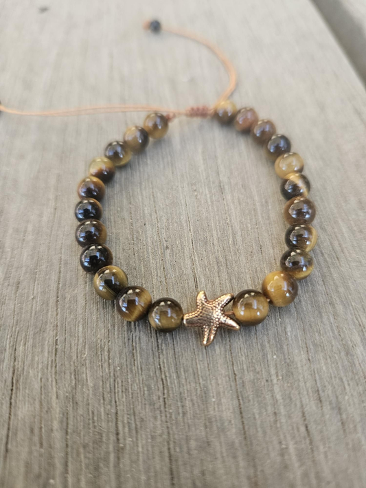 Bracelet Fin - Œil du tigre Etoile Ajustable