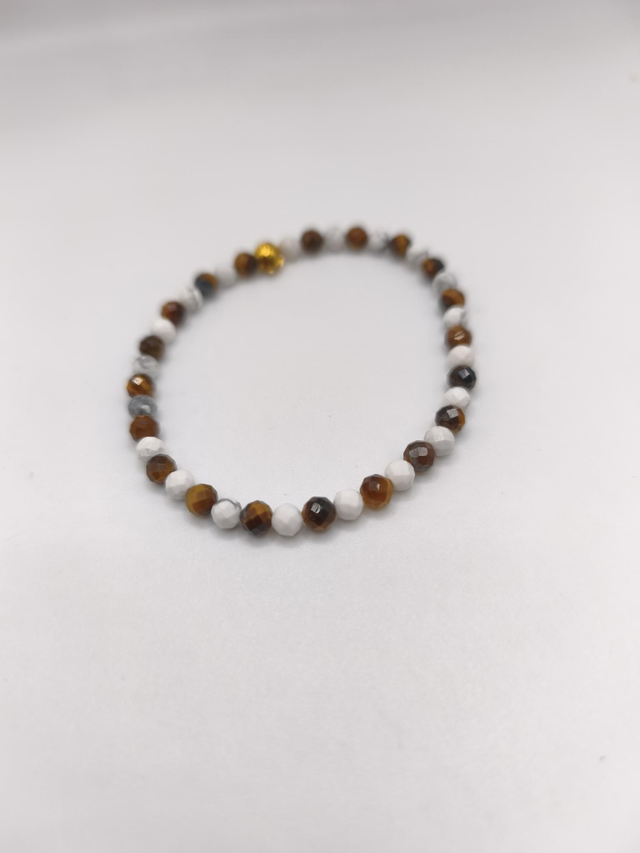 Bracelet Fin - Œil du tigre & Howlite