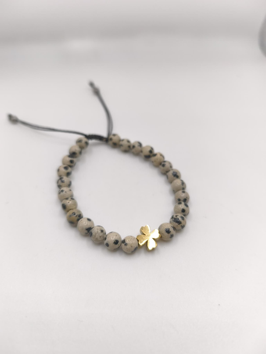 Bracelet Fin - Jaspe Trèfle