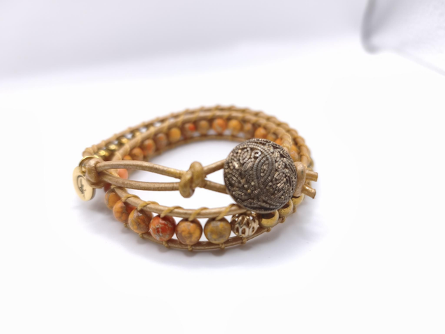 Bracelet - Double Rang Jaspe Impérial et Hématite