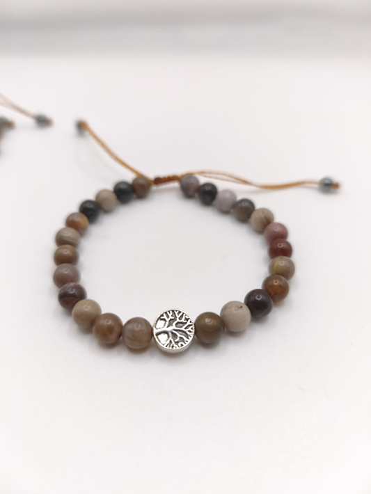 Bracelet Fin - Jaspe Arbre de Vie Bois
