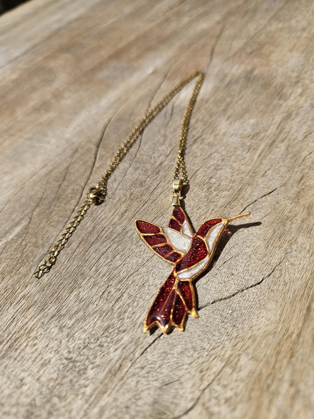 Collier Vitrail - Colibri Rouge