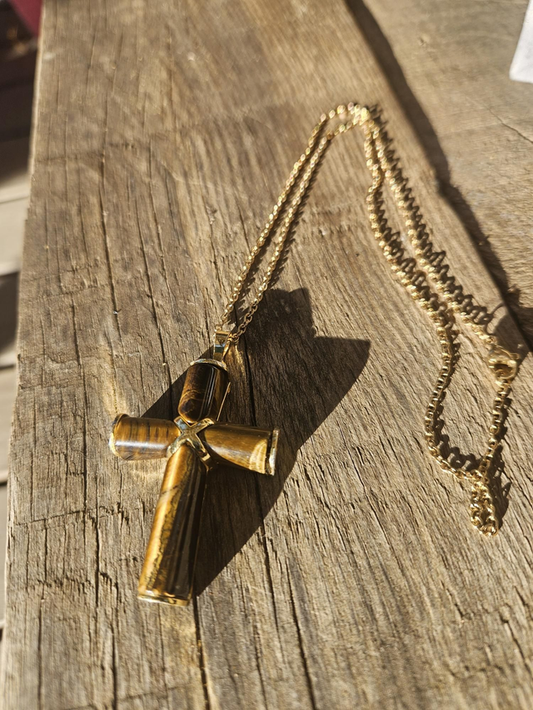 Collier - Croix Quartz Rose