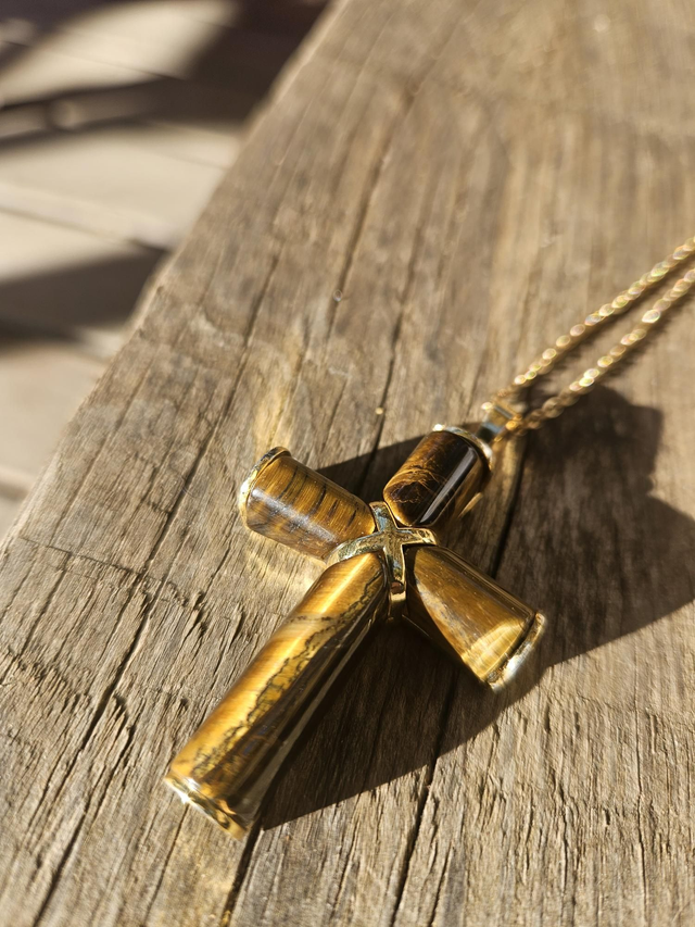 Collier - Croix Quartz Rose