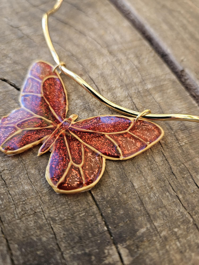 Collier Vitrail - Papillon Rouge