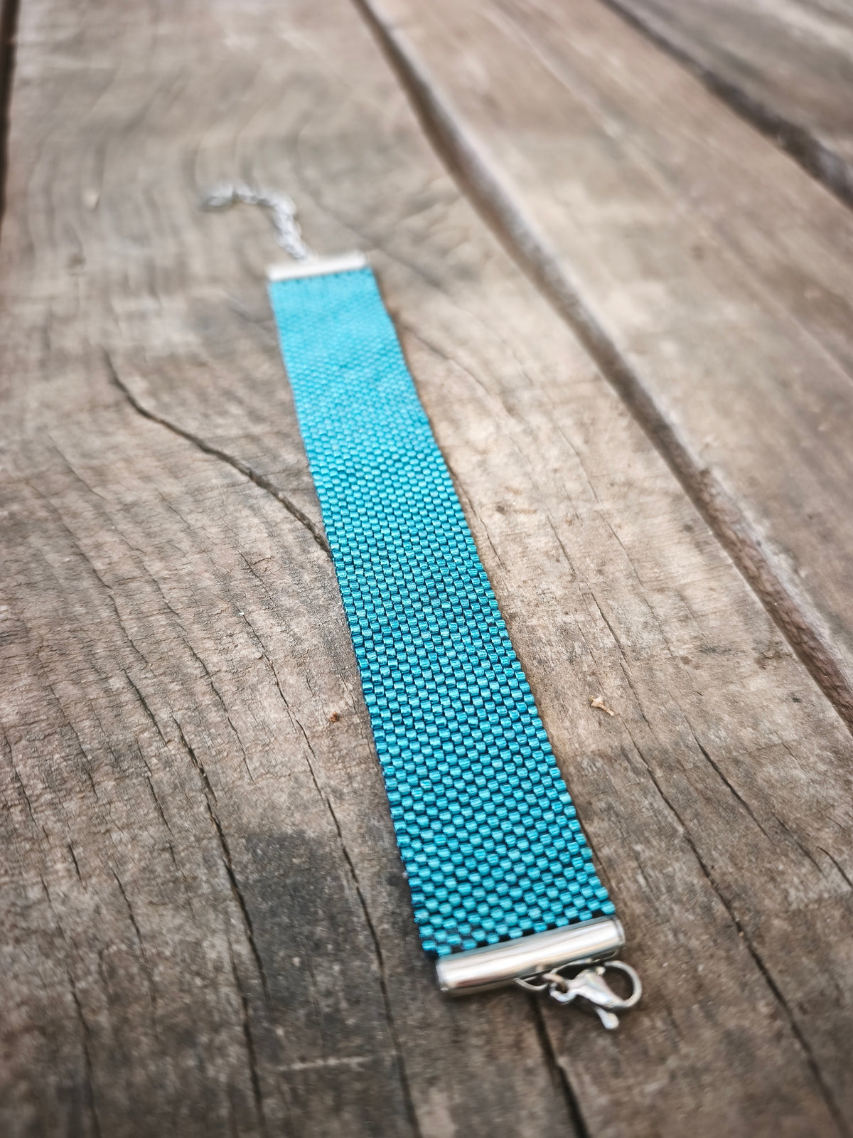 Bracelet Large - Perles de Rocaille Uni Bleu
