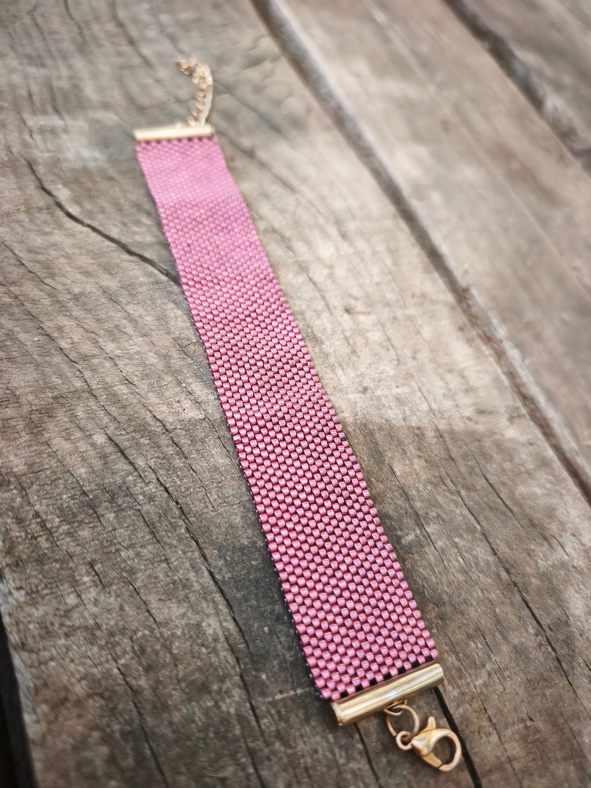 Bracelet Large - Perles de Rocaille Uni Rose