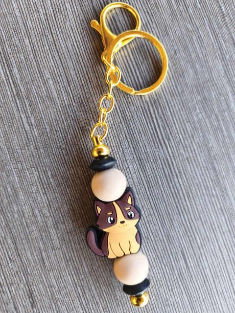 Porte-clés fantaisie – Chat Doré