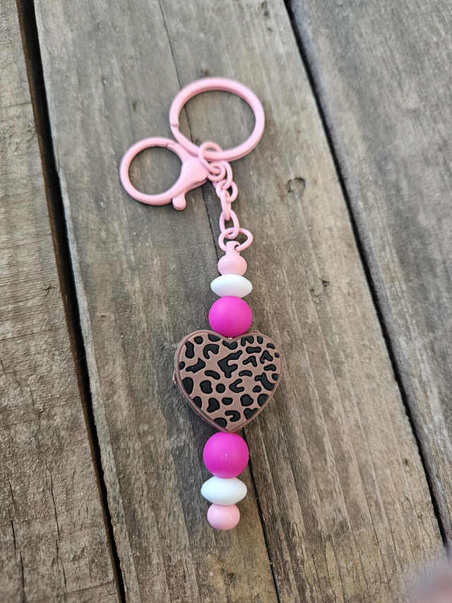Porte-clés fantaisie – Cœur Rose