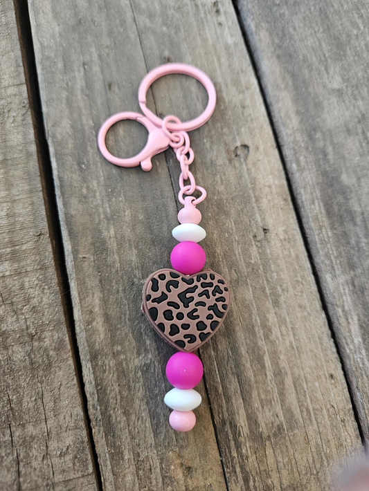 Porte-clés fantaisie – Cœur Rose