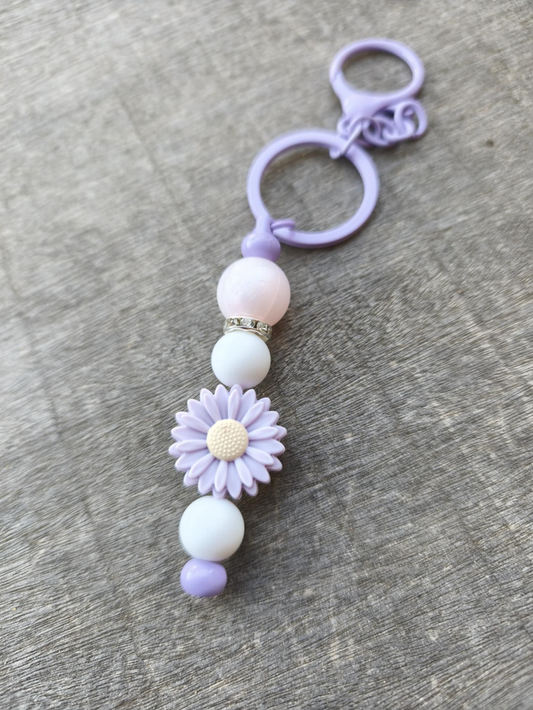 Porte-clés fantaisie – Fleur Mauve