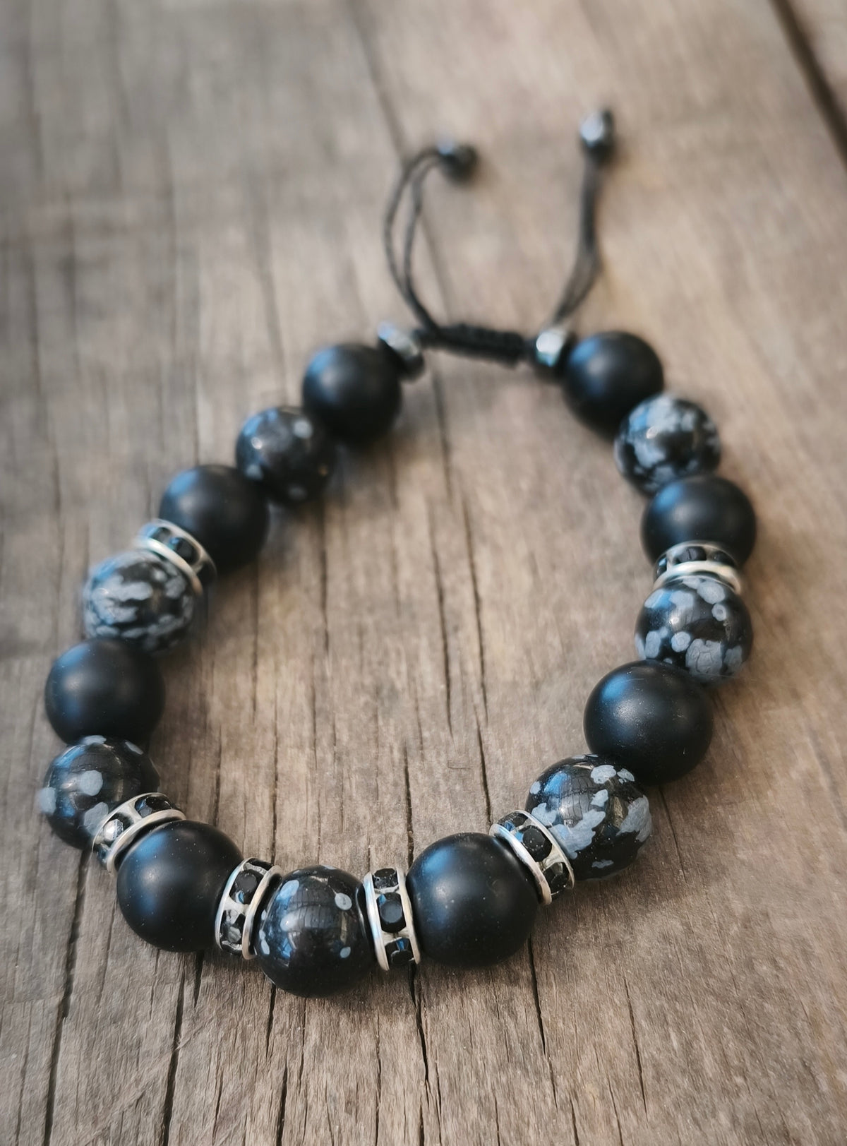 Bracelet - onyx et obsidienne neige