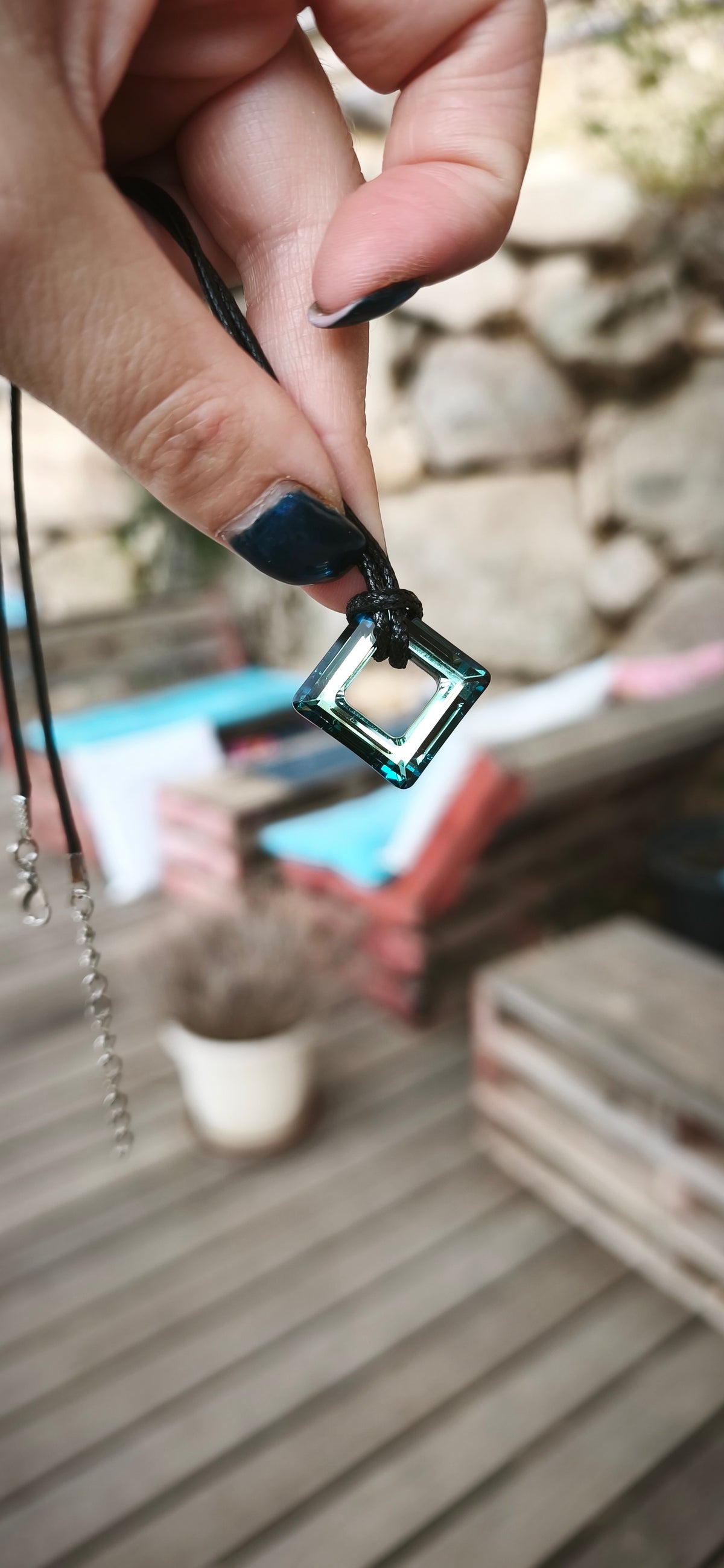 Collier Cristal -  square blue