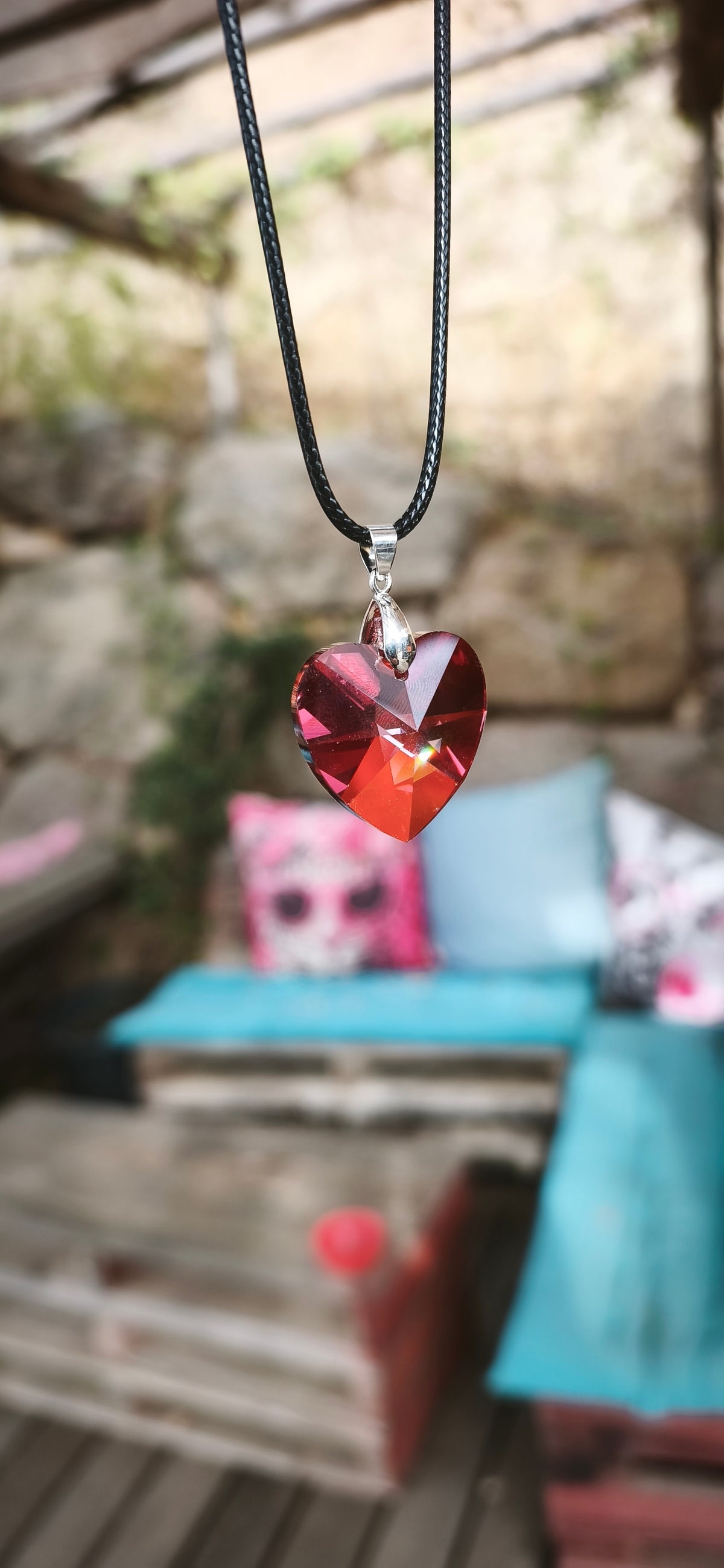 Collier Cristal -  coeur magma