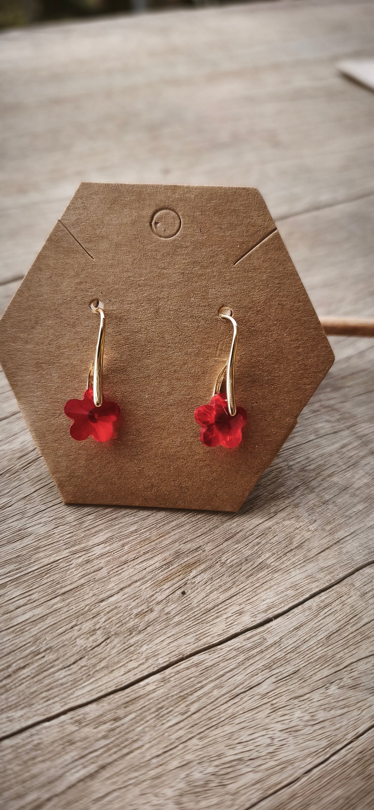 Boucle d'Oreilles Cristal - Flower red