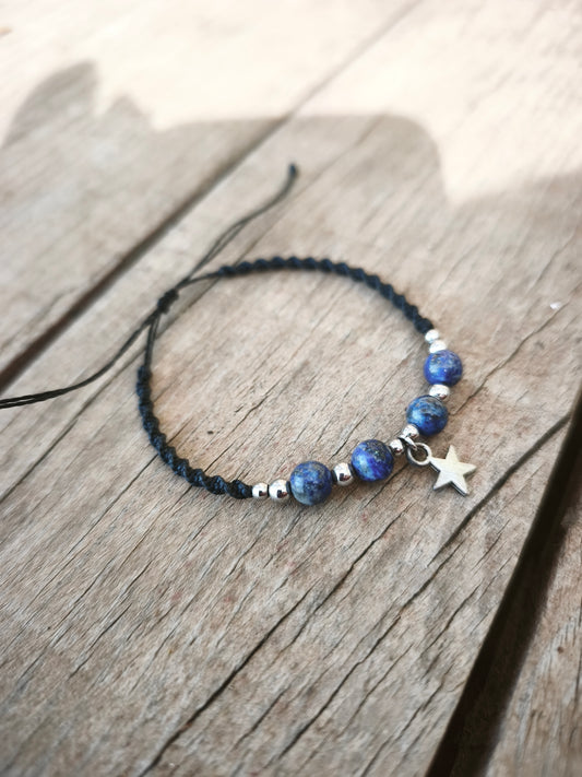 Bracelet Fin - Lapis Lazuli et Aventurine Bleue Macramé lapis