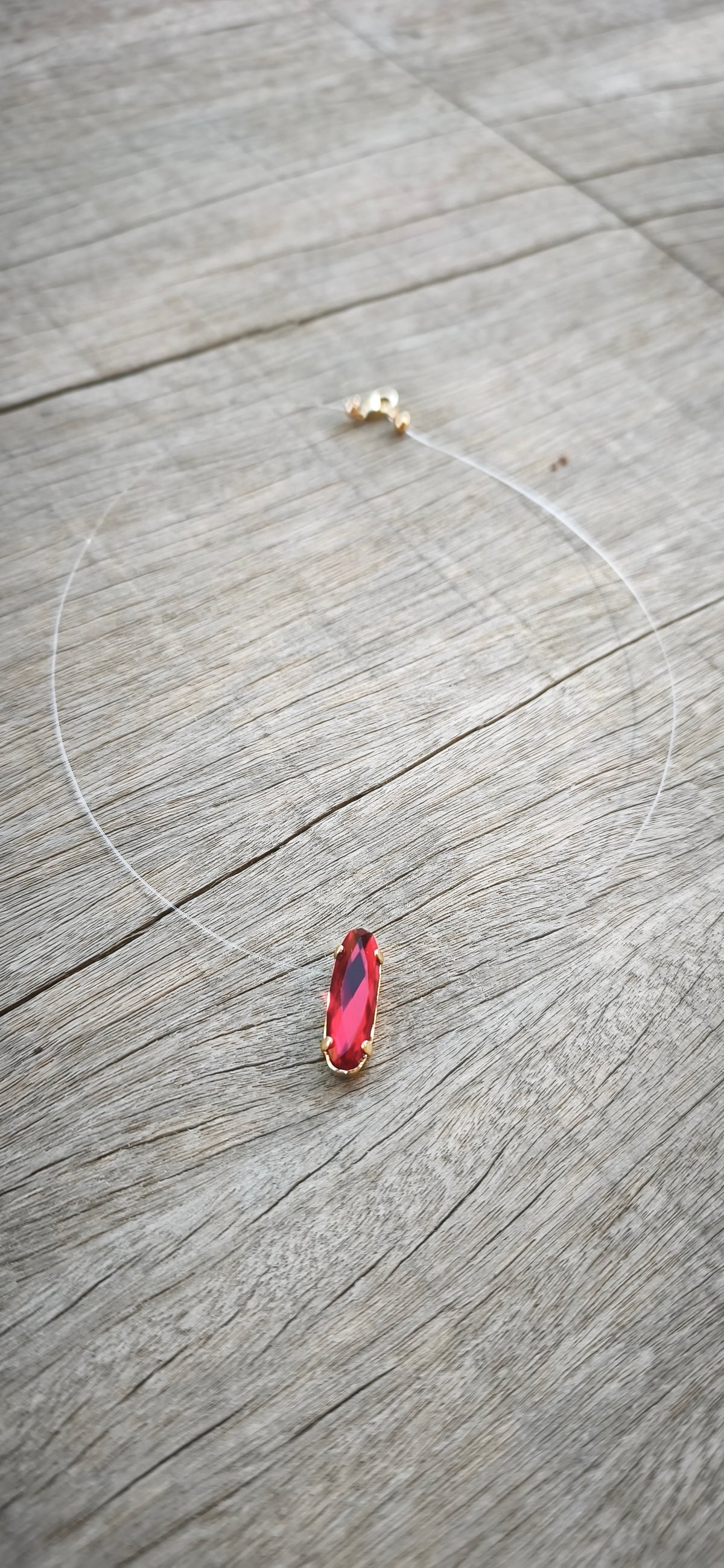 Collier Cristal - Ovale Rouge Rubis